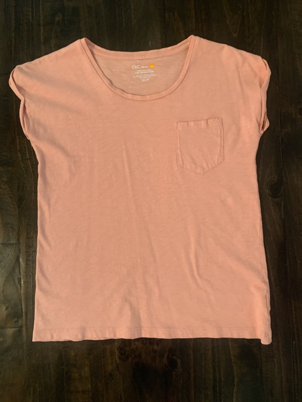 C&C California Dusty Pink 100% Pima Cotton Pocket Tee